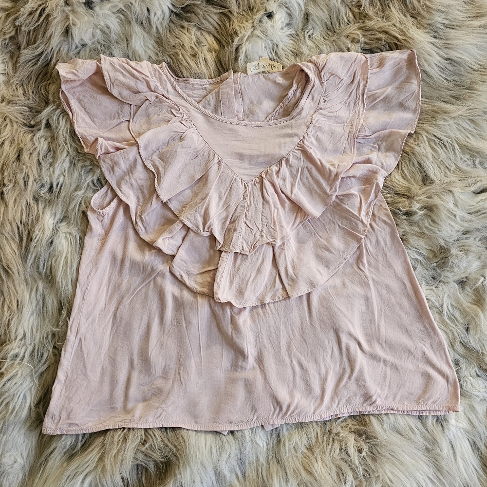 Delicate Blush Ruffle Top
